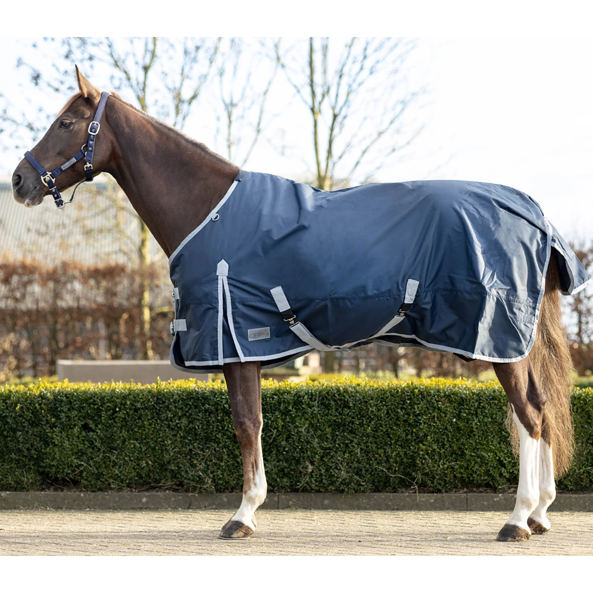 Deken QHP Turnout Fleece 0gr Donkerblauw 6 Deken QHP Turnout Fleece 0gr Donkerblauw - Afbeelding 6