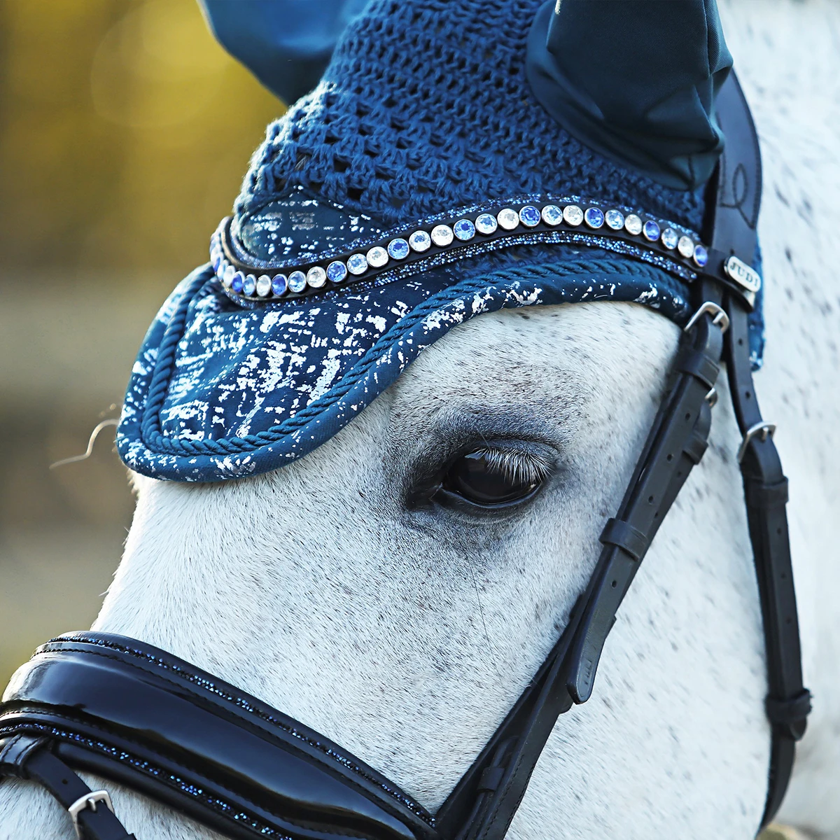 Oornetje Horsegear HGVelvet Dapple Darkturquoise 2 Oornetje Horsegear HGVelvet Dapple Darkturquoise - Afbeelding 2