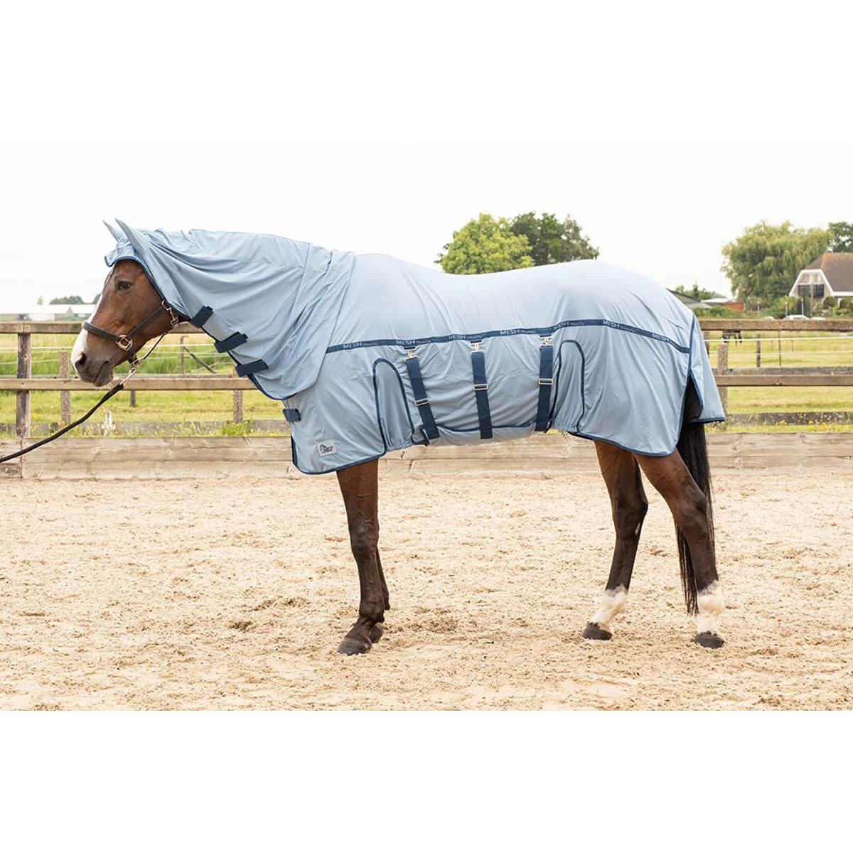 Vliegendeken Harry's Horse Mesh-Pro Met Buikflap Denim 1 Vliegendeken Harry's Horse Mesh-Pro Met Buikflap Denim