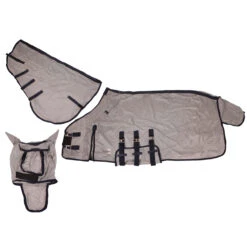 Vliegendeken QHP Met Hals En Masker Donkergrijs