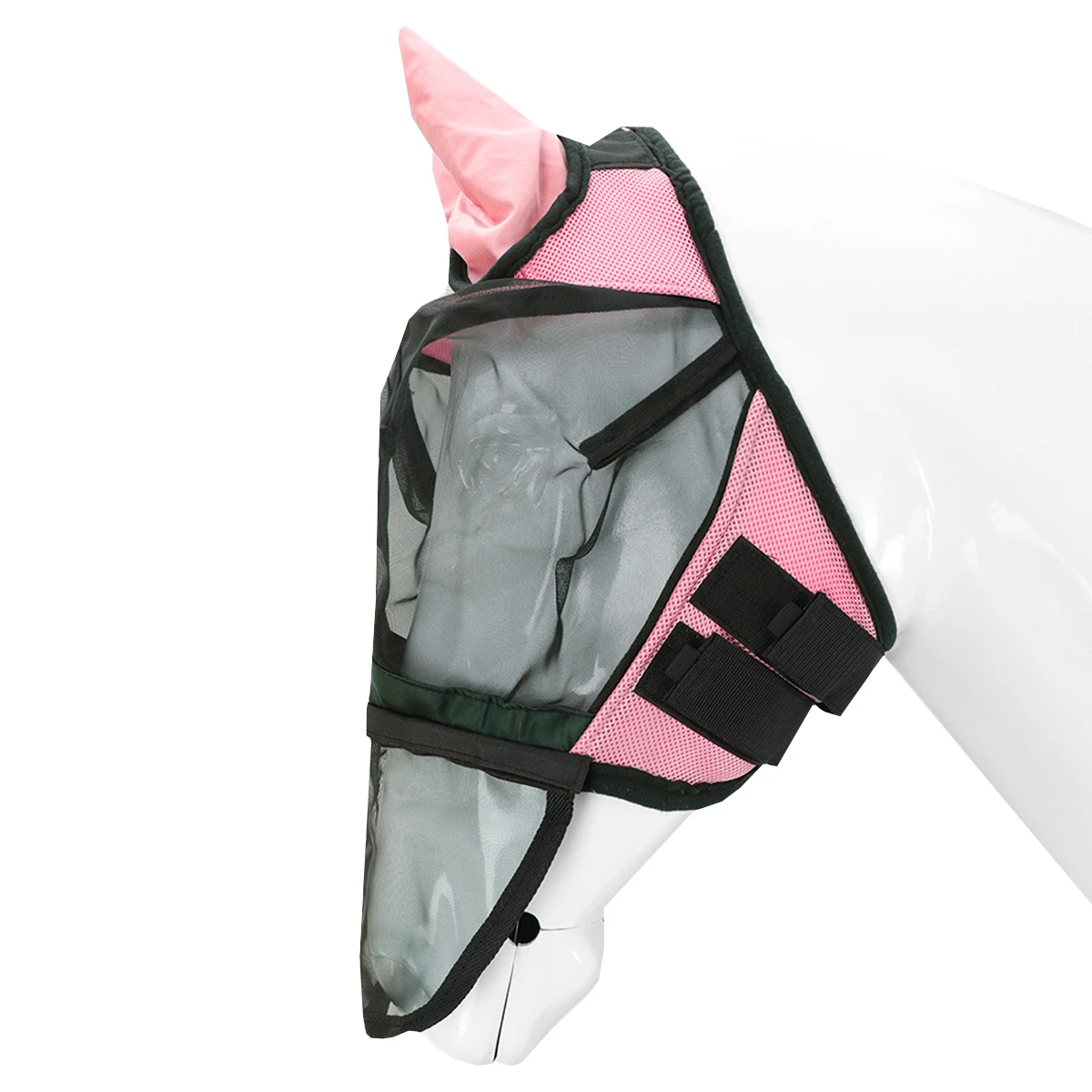 Vliegenmasker Horsegear Afneembare Neusflap Roze 1 Vliegenmasker Horsegear Afneembare Neusflap Roze