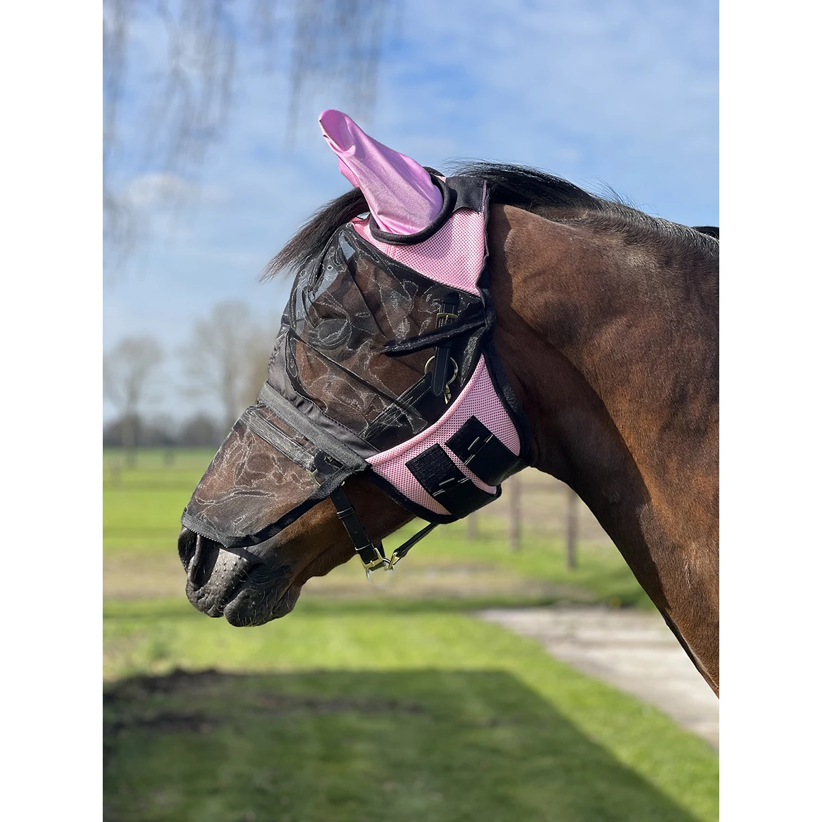 Vliegenmasker Horsegear Afneembare Neusflap Roze 4 Vliegenmasker Horsegear Afneembare Neusflap Roze - Afbeelding 4